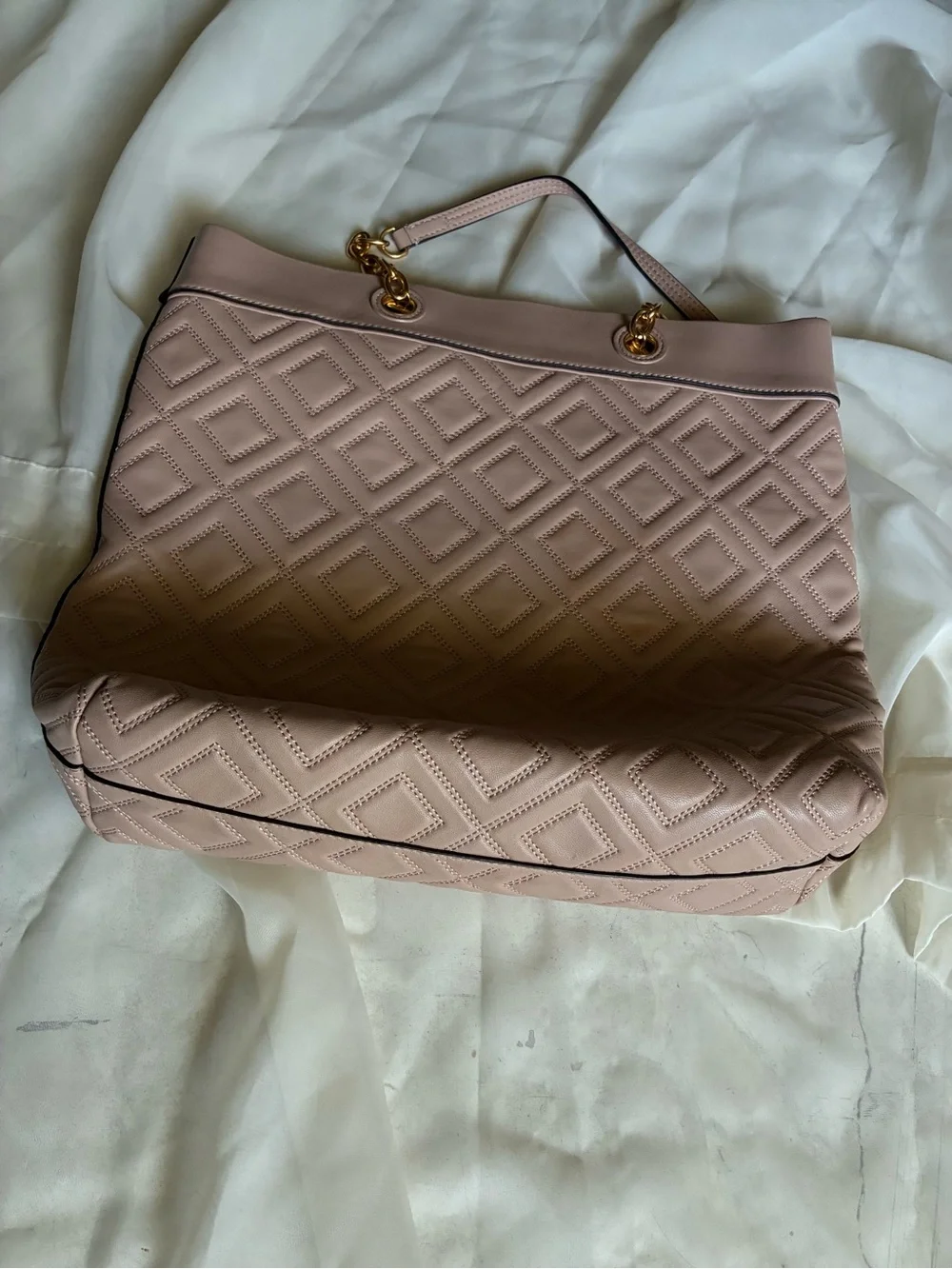 Tory Burch Quilted Tote in Dusty Rose with Gold Hardware